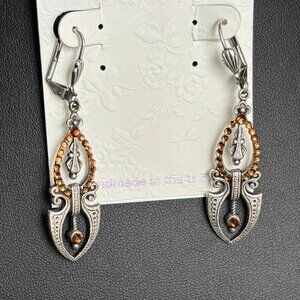 NEW Anne Koplik Art Nouveau citrine/topaz Crystal Earring